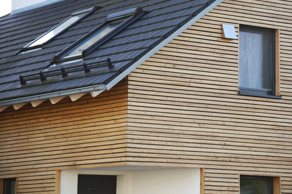 Residential home with wooden facade
